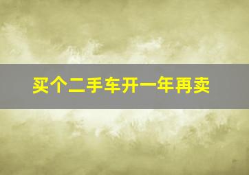 买个二手车开一年再卖