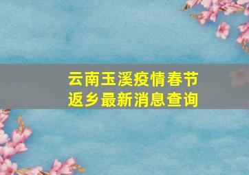 云南玉溪疫情春节返乡最新消息查询