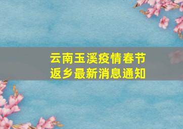 云南玉溪疫情春节返乡最新消息通知