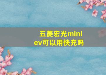 五菱宏光miniev可以用快充吗