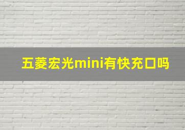 五菱宏光mini有快充口吗