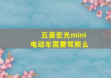 五菱宏光mini电动车需要驾照么