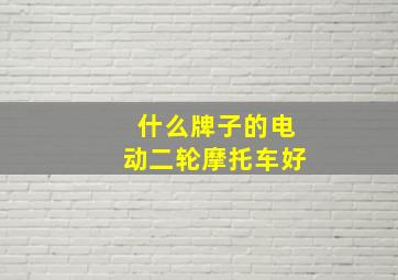 什么牌子的电动二轮摩托车好