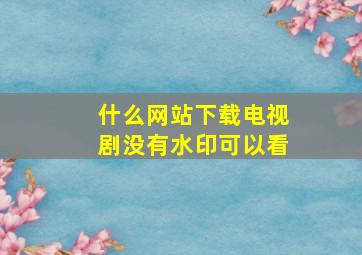 什么网站下载电视剧没有水印可以看