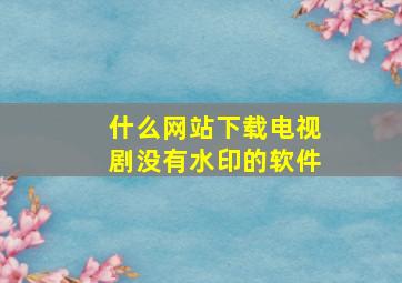 什么网站下载电视剧没有水印的软件