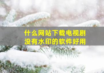 什么网站下载电视剧没有水印的软件好用