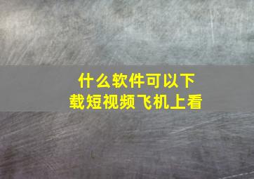 什么软件可以下载短视频飞机上看