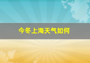 今冬上海天气如何