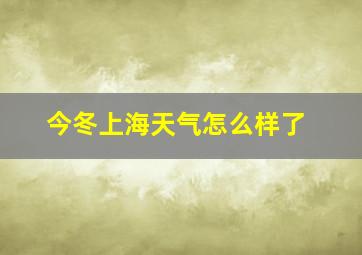 今冬上海天气怎么样了