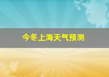 今冬上海天气预测