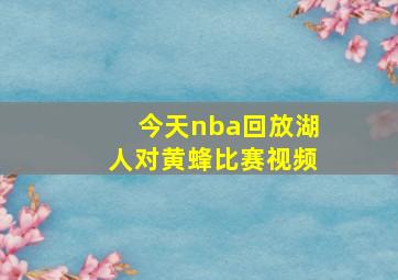 今天nba回放湖人对黄蜂比赛视频