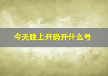 今天晚上开码开什么号