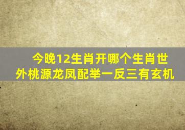 今晚12生肖开哪个生肖世外桃源龙凤配举一反三有玄机