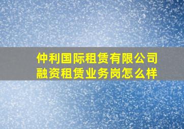 仲利国际租赁有限公司融资租赁业务岗怎么样