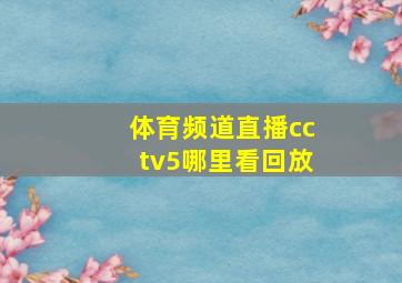 体育频道直播cctv5哪里看回放