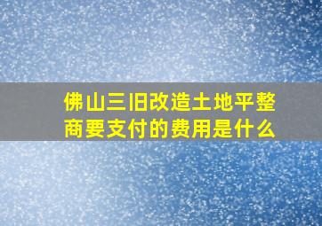 佛山三旧改造土地平整商要支付的费用是什么