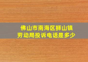 佛山市南海区狮山镇劳动局投诉电话是多少