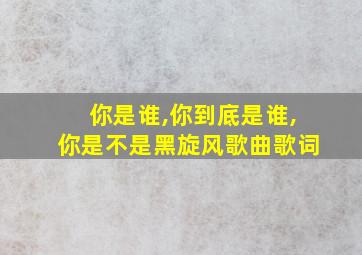 你是谁,你到底是谁,你是不是黑旋风歌曲歌词