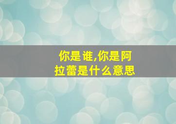 你是谁,你是阿拉蕾是什么意思