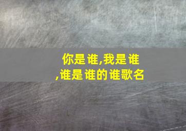 你是谁,我是谁,谁是谁的谁歌名