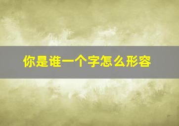 你是谁一个字怎么形容