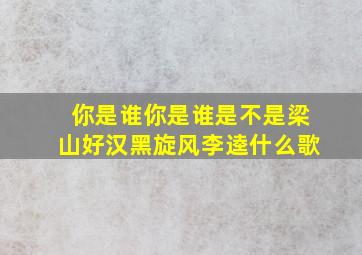 你是谁你是谁是不是梁山好汉黑旋风李逵什么歌