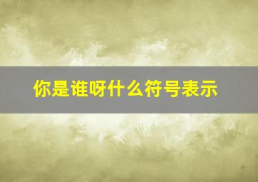 你是谁呀什么符号表示