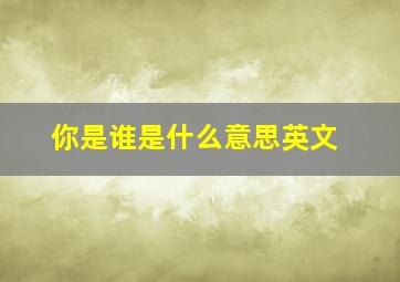 你是谁是什么意思英文