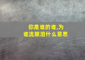 你是谁的谁,为谁流眼泪什么意思