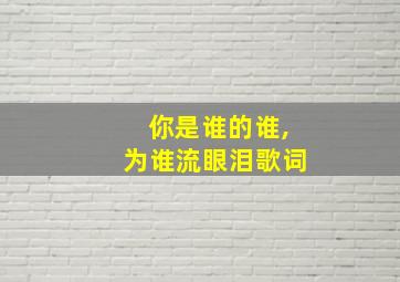 你是谁的谁,为谁流眼泪歌词