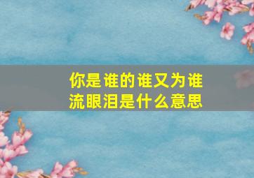 你是谁的谁又为谁流眼泪是什么意思