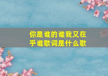 你是谁的谁我又在乎谁歌词是什么歌