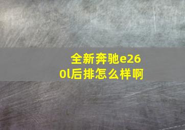 全新奔驰e260l后排怎么样啊