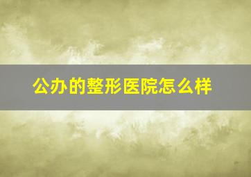 公办的整形医院怎么样