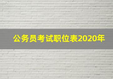 公务员考试职位表2020年