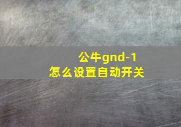 公牛gnd-1怎么设置自动开关