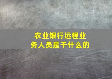 农业银行远程业务人员是干什么的