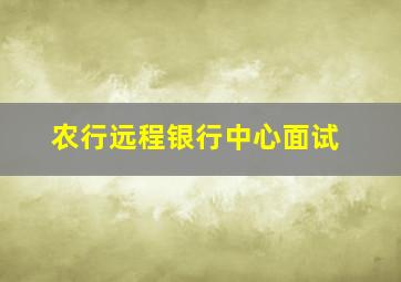 农行远程银行中心面试