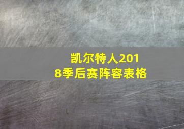 凯尔特人2018季后赛阵容表格