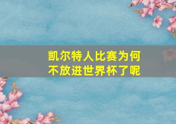 凯尔特人比赛为何不放进世界杯了呢