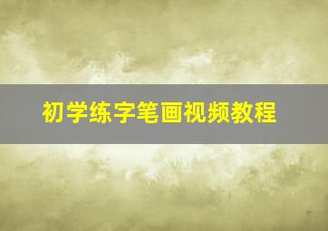 初学练字笔画视频教程