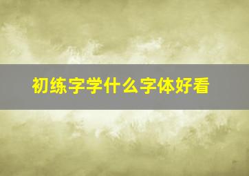 初练字学什么字体好看