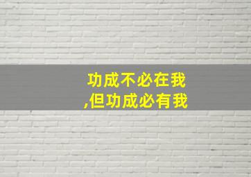 功成不必在我,但功成必有我