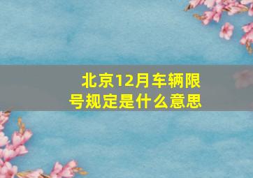 北京12月车辆限号规定是什么意思