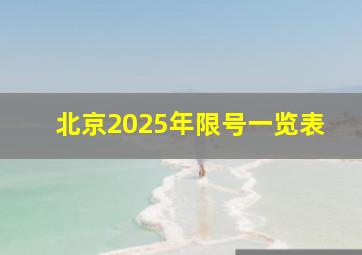 北京2025年限号一览表