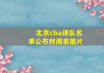 北京cba球队名单公布时间表图片