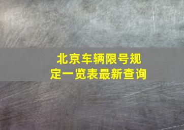 北京车辆限号规定一览表最新查询