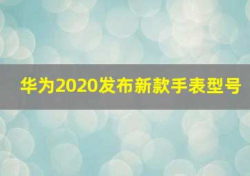 华为2020发布新款手表型号