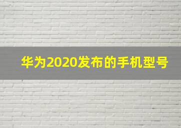 华为2020发布的手机型号