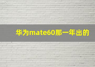 华为mate60那一年出的